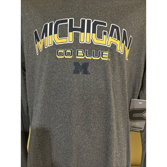 NEW Michigan Wolverines Colosseum Heathered Grey LS Shirt Youth M 12-14 - Picture 2 of 6